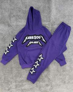 Ensemble évasé 100% coton avec logo de détresse personnalisé de qualité supérieure survêtement d'hiver respirant et à séchage rapide pour adultes - Product Image 6