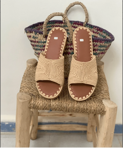 รองเท้า Raffia,รองเท้าผู้หญิงฤดูร้อน,รองเท้าแตะ Raffia,สไลด์ Raffia, - Product Image 1