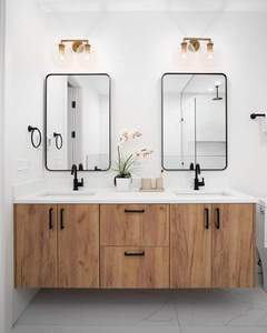 Modern 60-72 Inch Indoor Wood Double Basin Vanity with Hardwood Frame Customizable Bathroom <b>Furniture</b> <b>Kitchen</b> Cabinets - Product Image 4