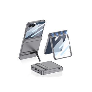 Étui de protection de luxe en silicone argenté Zore Kpta avec support pour Samsung Galaxy Z Flip 7 Plus, finition électroplaquée pour la caméra - Product Image 2