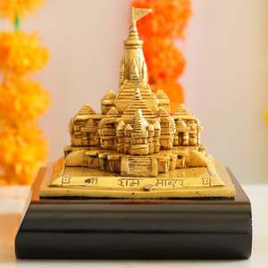 Indian Art Villa Handcrafted 6.5 Inch Width Brass Ram <b>Mandir</b>/Temple Ayodhya Model 3D Replica Traditional Wooden Bamboo Craft - Product Image 2