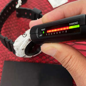 Montre à Quartz Moissanite de luxe glacé pour hommes Full Bling VVS Diamond Look boîtier hexagonal cadran noir montre-bracelet en acier inoxydable - Product Image 6