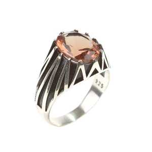 Men's <b>925</b> Sterling <b>Silver</b> <b>Ring</b> <b>with</b> Oval Cut Zultanite Stone Zigzag Design Rhodium Plated for Everyday Wear Fine Jewelry - Product Image 2