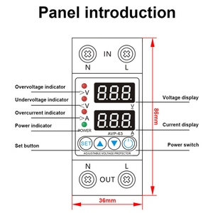 Adjustable 240V Dual <strong>Display</strong> Digital Relay Overvoltage and Undervoltage Protector <strong>Device</strong> 40A 63A Rail Voltage Protector - Product Image 5