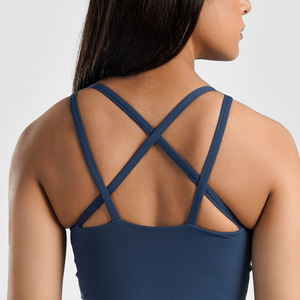 Soutien-gorge de sport pour femme, logo personnalisé, nouveau, simple, uni, yoga, gym, bretelles croisées, séchage rapide, respirant, sans couture, fitness, athlétique - Product Image 5
