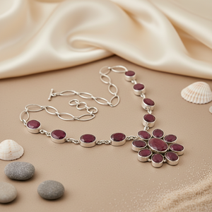 สร้อยคอเงินแท้ 925 ดีไซน์ทันสมัยสำหรับผู้หญิง ประดับด้วยพลอยทับทิม ไพลิน เซอร์คอน และเพชร ชุบโรเดียม ทองคำขาว 14K และทองคำโรสโกลด์ - Product Image 3