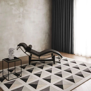 Vente en gros de tapis en laine de luxe 160x230 cm laine fine à poils coupés moderne pour salle à manger/entrée chambre crème/gris Sid - Product Image 4