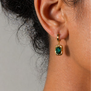 Boucles d'oreilles pendantes en perles de nébuleuse émeraude en or blanc plaqué or - Product Image 6