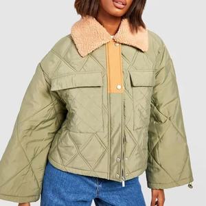 Automne hiver vêtements femmes luxe chaud régulier imperméable Floral chaud court impression conception respirant coton vêtements veste - Product Image 1