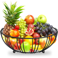 Produit de vente chaud présentoir de fruits bol en maille de fer à fruits en métal panier à 2 niveaux avec crochet suspendu banane arrondi pour le stockage