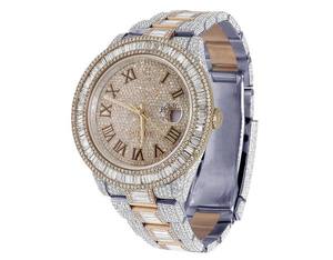 Nouvel arrivage de montre Baguette et Moissanite ronde VVS Diamant rose bicolore automatique Iced Out Hip Hop mode personnalisée pour hommes - Product Image 1