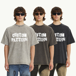 T-shirt en coton 280 GSM imprimé DTG style streetwear, coupe ample et oversize, effet vintage délavé, logo personnalisé, vente en gros pour hommes - Product Image 2
