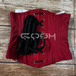 Corset de maintien de la taille en coton bordeaux de qualité supérieure, body shaper avec fermeture à l'avant - Product Image 6