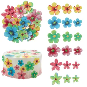 Edible Flowers Cupcake Toppers Flowers Party Wafer Paper Cake Decorations for Wedding Baby Shower Cake Decoration