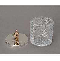 Luxe ecovriendelijke glazen voorraadpot met gouden metalen deksel, luchtdicht, aanpasbaar voor snoep, snacks, koekjes en noten op tafel.