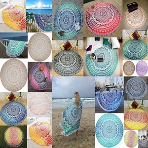 Mandala Ombre algodón Yoga Mat Toalla de playa pared redonda colgante puerta decoración tapiz varios colores decoración del hogar por los consignadores indios - Product Image 2