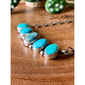 Collar de Barra de Plata de Ley y Turquesa de Lago Carico de Rick Enriquez, Joyería de Moda en Capas - Product Image 4
