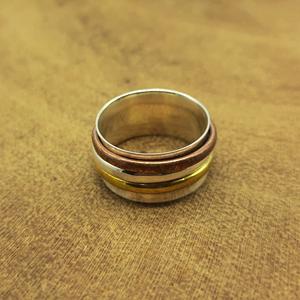 Venta al por mayor joyería fina última Plata de Ley 925 anillo giratorio de meditación amatista natural piedra preciosa diamante/perla pulgar perfecto - Product Image 4