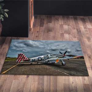 Alfombras de aviones de combate norteamericanos, alfombra para la cueva del hombre, alfombra Mustang, alfombra suave no tejida - Product Image 5