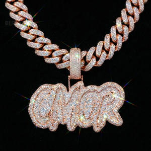 Colgante de cadena 3D con letra personalizada, estilo Hip Hop, con incrustaciones de moissanita VVS de corte redondo que pasa la prueba del diamante, para hombre, joyería - Product Image 1