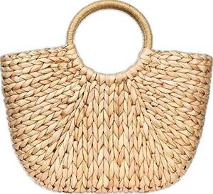 Sac fourre-tout en rotin jacinthe d'eau naturelle de haute qualité tissé à la main sac à main de plage décontracté avec deux sangles bas prix d'usine Vietnam - Product Image 1