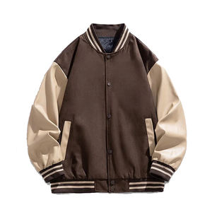 Chaqueta de calle de lana de cuero Varsity Premium para hombre con diseño de letra frontal impermeable y resistente al viento - Product Image 6