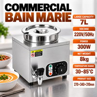 Bain-marie électrique commercial 7L, chauffe-soupe de comptoir en acier inoxydable avec robinet, chauffe-plats de buffet 30-85 ° C