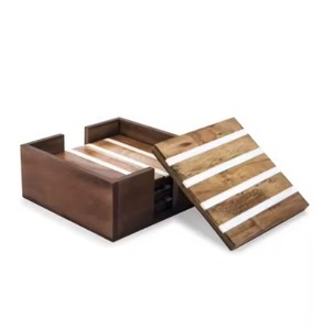 Natural Wooden Coaster With Leaf Etching Luxury <b>Table</b> <b>Decorative</b> Home Office Restaurants Pads <b>Top</b> Trending - Product Image 4