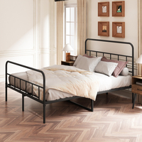 Cadre de lit en métal design classique moderne, directement de l'usine, avec sommier à lattes, pour chambre à coucher, hôtel, appartement, modèle simple/king size