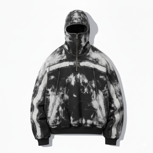 Sudadera con Capucha y Media Cremallera Unisex, Estilo Lavado Ácido, Tinte Liso, 100% Algodón, Cortavientos, Estilo Urbano, Personalizable - Product Image 4