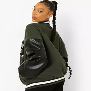 Custom Logo <b>Men</b> Women Varsity Letterman Bomber Jacket Wholesale Super Quality Waterproof Plus Size Dark <b>Black</b> Winter Genuine - Product Image 1