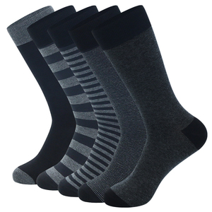 Custom Logo Formal Dress Daily Work Cotton Striped <b>Sock</b> Crew Simple <b>Socks</b> for Men - Product Image 3