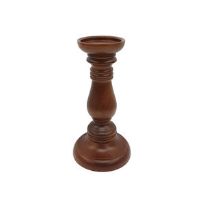 Portavelas de madera marrón, acabado marrón para el hogar y la Navidad, decoración de iluminación de mesa hecha a mano a granel - Product Image 6