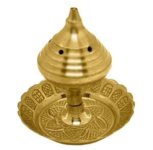 Tinh khiết Brass hương agarbati Stick đứng chủ với tấm lễ hội puja Diwali đền agarbatti Burner với Ash Catcher Ấn Độ