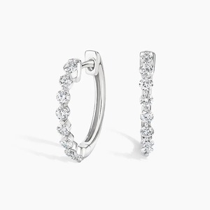 Hot Sale Customizable 10K White <b>Gold</b> Luxury Jewelry Full Diamond <b>Hoop</b> Earrings for Women Lab Grown Diamonds Available - Product Image 4