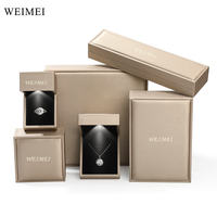 Boîte à bijoux WEIMEI avec logo personnalisé, dorée, avec éclairage LED, pour collier, bague, bracelet, ensemble de boîtes à bijoux avec lumière