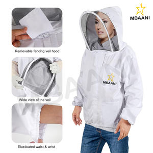 Chaquetas blancas ligeras a prueba de picaduras para hombres y mujeres, apicultores con cintura elástica, puños y velo de esgrima. - Product Image 2