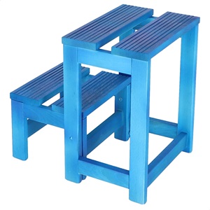 WELL HOME Taburete de Madera Azul de 2 Niveles 32x23x40 cm Acabado en Azul para Uso en el Hogar o la Oficina - Product Image 5