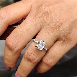 Bijoux fins pour femmes 925 argent Sterling Moissanite fiançailles mariage promesse bague coussin coupe plaqué rhodium pour les fêtes - Product Image 6