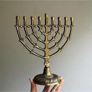 Bougeoir Menorah en laiton à 9 bras de Style étoile juive pour chandelier accessoires de décoration de la maison bougeoir de luxe en laiton tendance - Product Image 4