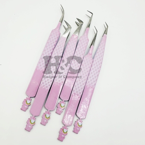 Professional Teddy Bear <b>Tweezer</b> mink Pink Eyelash Extension <b>Tweezers</b> Stainless Steel Pointed Anti-Magnetic Comfortable Handle - Product Image 4