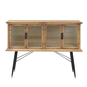 Vitrine 4 portes en bois de sapin et verre nervuré Nicole - Product Image 1