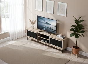 Meuble TV malaisien artisanal à 2 portes avec portes coulissantes en verre teinté, design contemporain pour salon et appartement TV1064L foncé/clair - Product Image 2