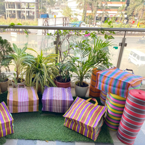 Sac à provisions en nylon à fermeture éclair réutilisable écologique personnalisé cosmétique sur support à rayures pour trousses de toilette maquillage de voyage à la mode - Product Image 1