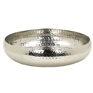 Handmade Kitchenware Stainless Steel Metal <b>Large</b> Round Serving <b>Bowl</b> With Hammered Design Silver for <b>Salad</b> Mixing <b>Bowl</b> - Product Image 1