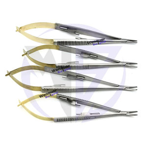 Portaagujas de Microcirugía TC Castroviejo Rectos/Curvos con Bloqueo, Micro Pinzas Dentales y Quirúrgicas de 14 y 16 cm, Fabricadas por Wenquar - Product Image 2