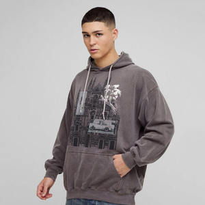 Sudadera con capucha gráfica gótica desgastada con dobladillo crudo lavado personalizado para hombres Sudaderas con capucha personalizadas de mezcla de algodón Sudaderas con capucha para hombres Básicos Último diseño - Product Image 1