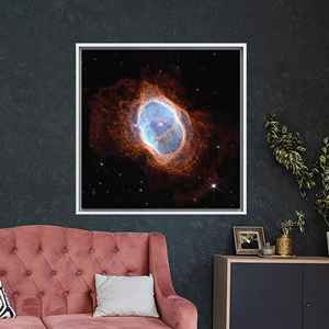 Toile sur le thème de la nébuleuse cosmique : impression colorée sur le thème de la galaxie et de la science-fiction, encadrée en blanc - Product Image 1