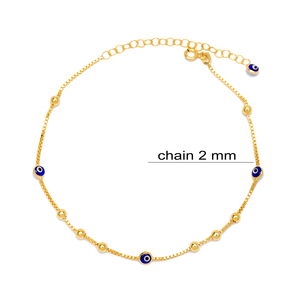 Turkish Eye Stone Ball Square Chain Trendy Women <b>Anklet</b> Turkish Handcraft 925 Sterling Silver Jewelry - Product Image 2