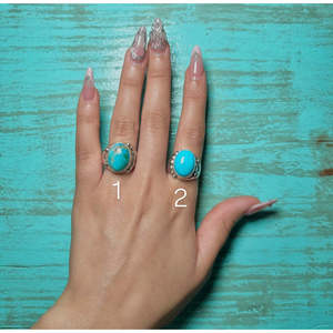 Bague en turquoise de Kingman Navajo et argent sterling, plaquée or rose, sertie clos, marque privée sous licence 'IS', cadeau tendance - Product Image 1